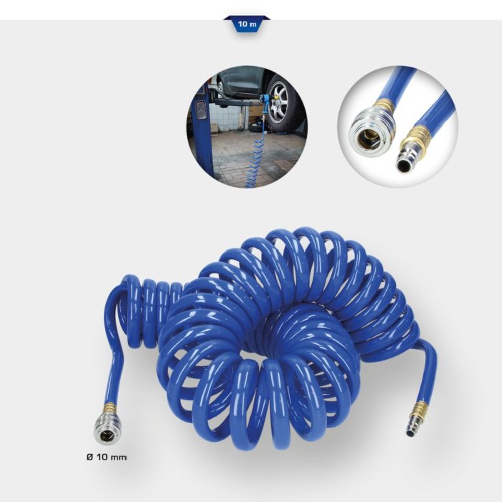 Tuyau pneumatique spiralé D10mm 10m BRILLIANT TOOLS - KS TOOLS - BT160035