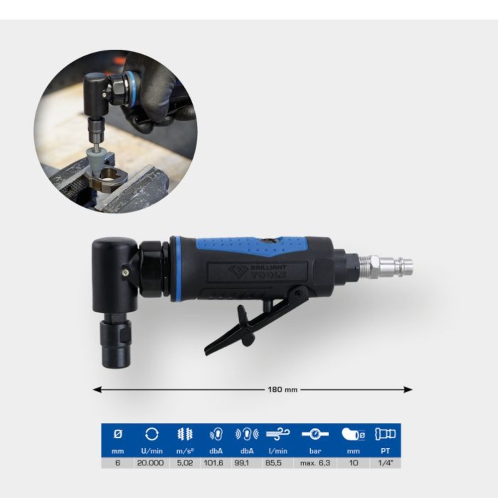 Meuleuse axiale pneumatique version coudée BRILLIANT TOOLS - KS TOOLS - BT160701