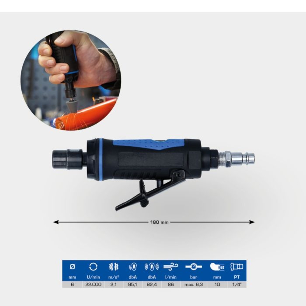 Mini meuleuse axiale pneumatique version droite BRILLIANT TOOLS - KS TOOLS - BT160705