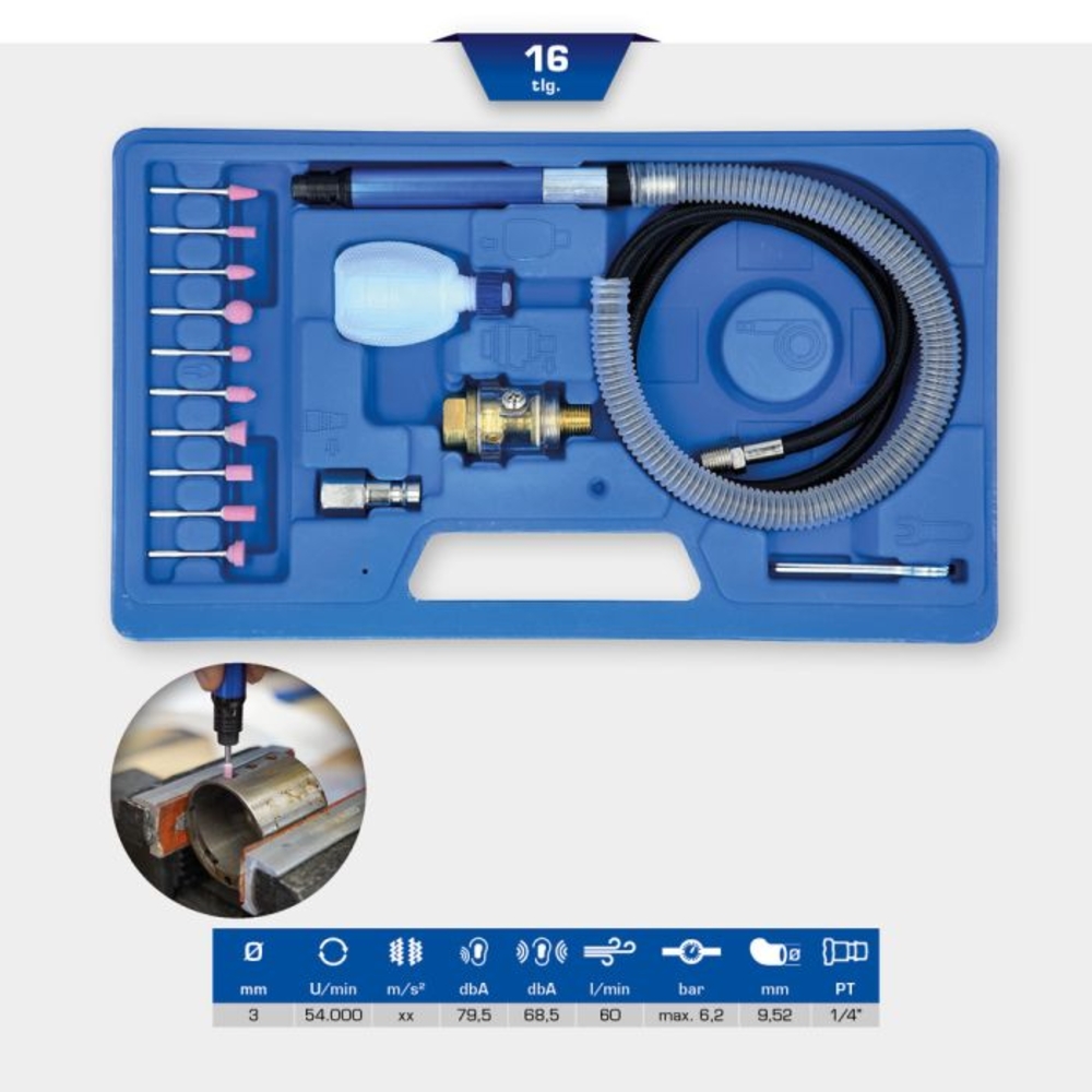 Meuleuse stylo pneumatique 16 pcs BRILLIANT TOOLS - KS TOOLS - BT160710