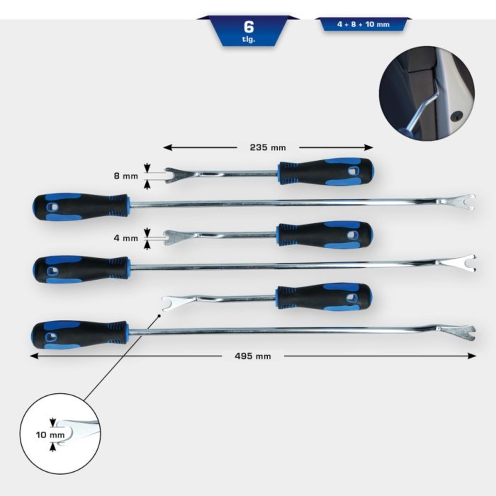 Jeu d'outils pour dégrafer les clips d’habillage 6 pcs BRILLIANT TOOLS - KS TOOLS - BT511045