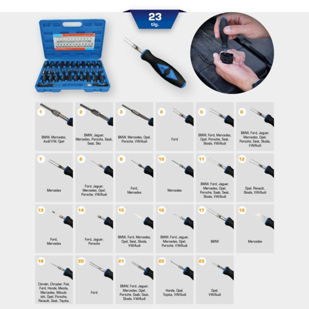 Jeu d’extracteurs de cosses pour connecteurs 23 pcs BRILLIANT TOOLS - KS TOOLS - BT511100