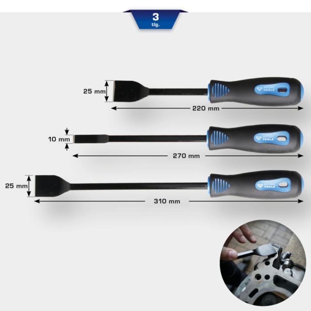 Jeu de grattoirs 3 pcs BRILLIANT TOOLS - KS TOOLS - BT542025