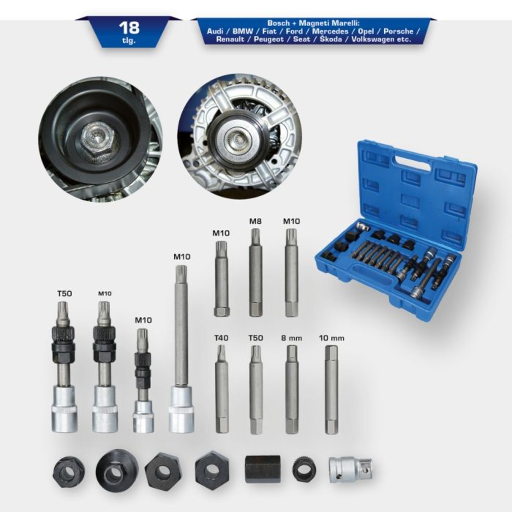 Coffret de douilles et embouts pour alternateurs 18 pcs BRILLIANT TOOLS - KS TOOLS - BT571020