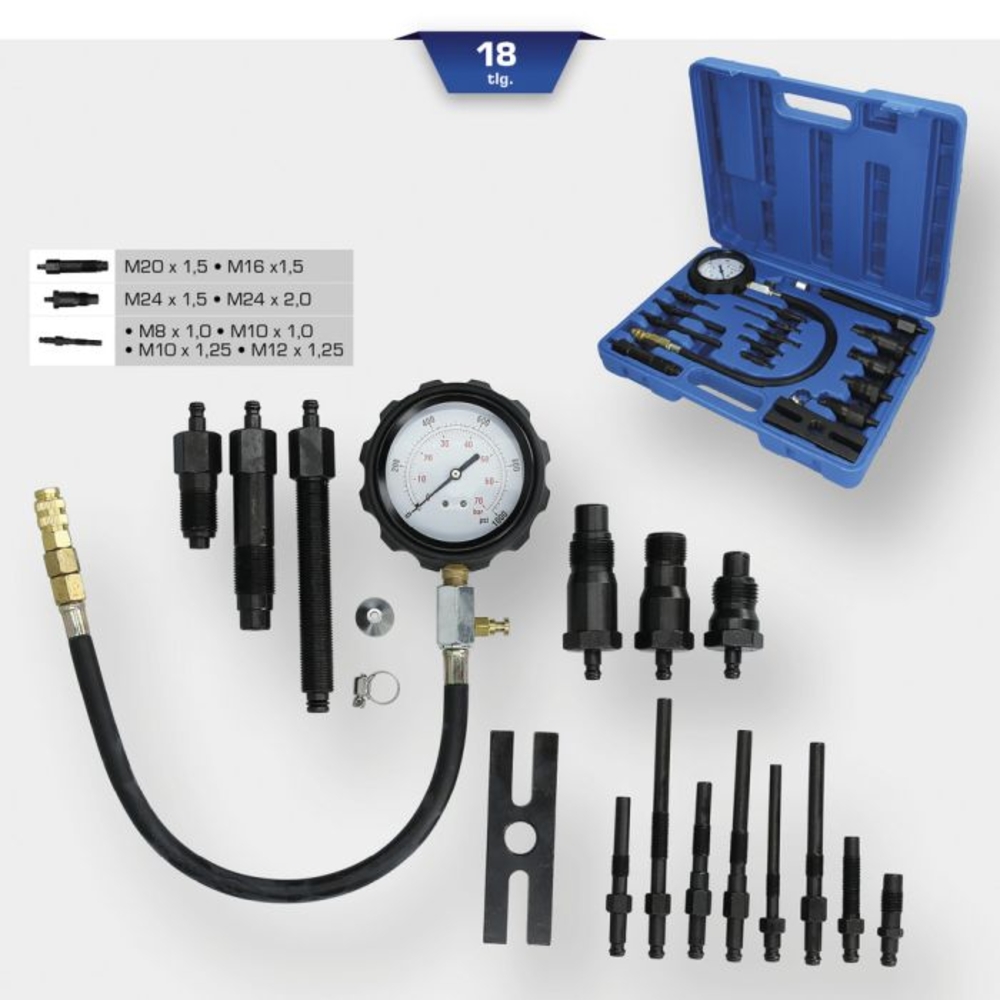 Coffret de contrôle de compression pour moteurs diesel 18 pcs BRILLIANT TOOLS - KS TOOLS - BT581000