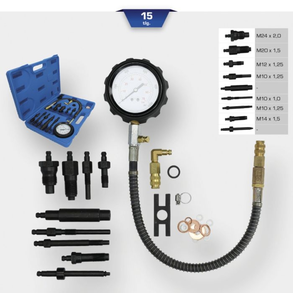 Coffret de contrôle de compression pour moteurs diesel 15 pcs BRILLIANT TOOLS - KS TOOLS - BT581050