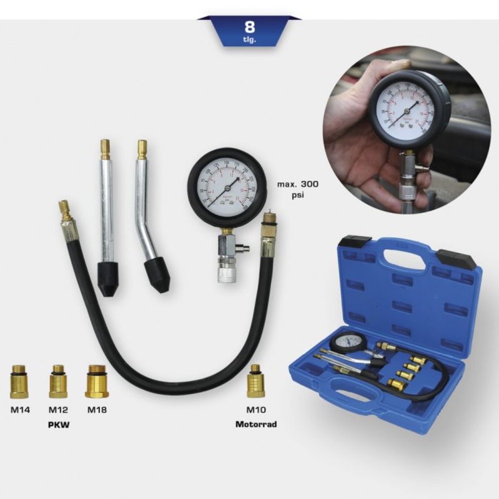 Coffret de contrôle de compression pour moteurs à essence 8 pcs BRILLIANT TOOLS - KS TOOLS - BT581100