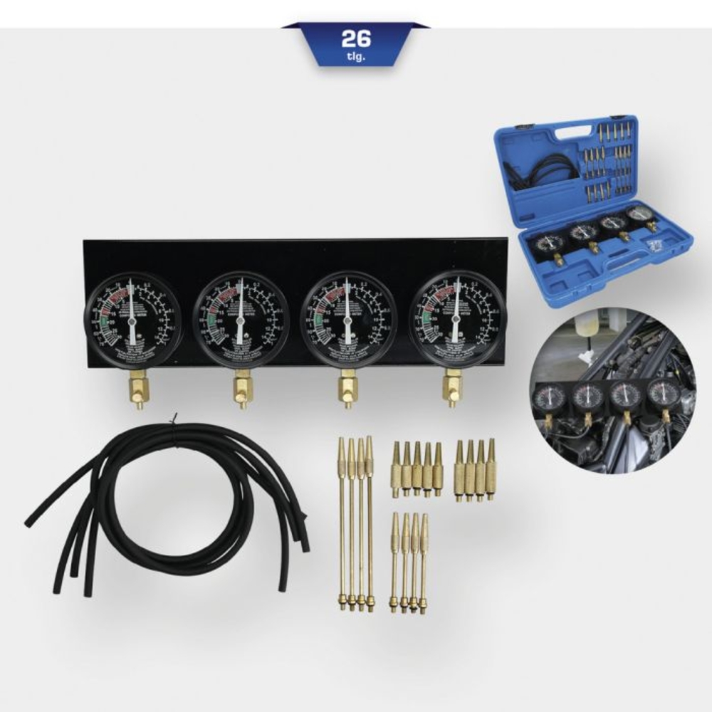 Coffret de test d'injecteurs avec 4 manomètres 26 pcs BRILLIANT TOOLS - KS TOOLS - BT581200