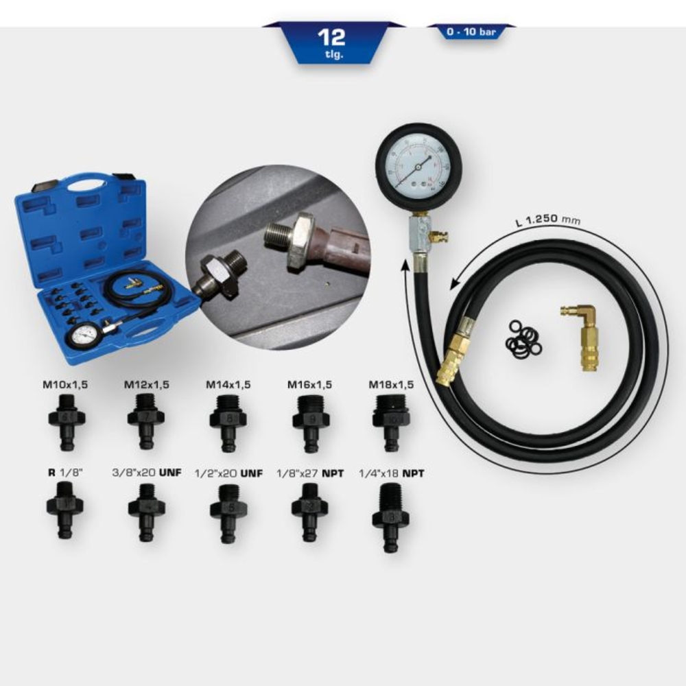 Coffret de contrôle de pression d'huile 12 pcs BRILLIANT TOOLS - KS TOOLS - BT581450