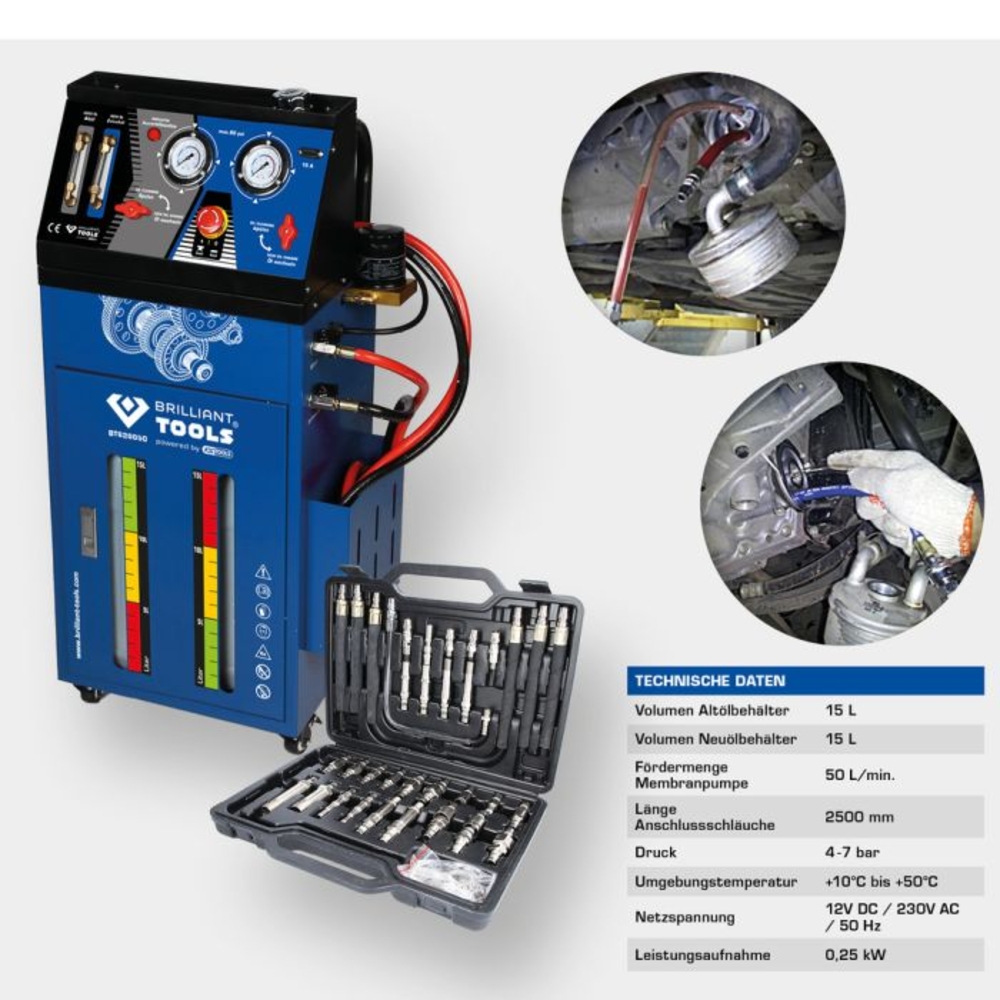 Unité de vidange et de remplissage pour boîte de vitesse automatique avec jeu d’adaptateurs 35 pcs BRILLIANT TOOLS - KS TOOLS - BT626050