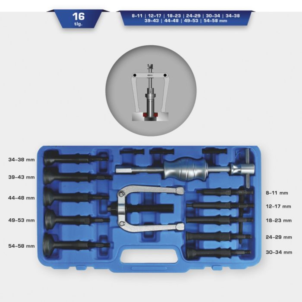 Kit d’extracteur de roulement intérieur 16 pcs BRILLIANT TOOLS - KS TOOLS - BT631150