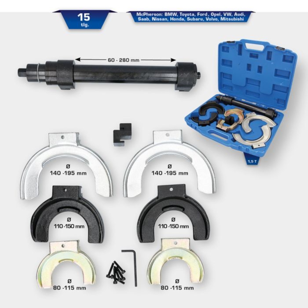 Jeu de compresseurs de ressorts 15 pcs BRILLIANT TOOLS - KS TOOLS - BT651150
