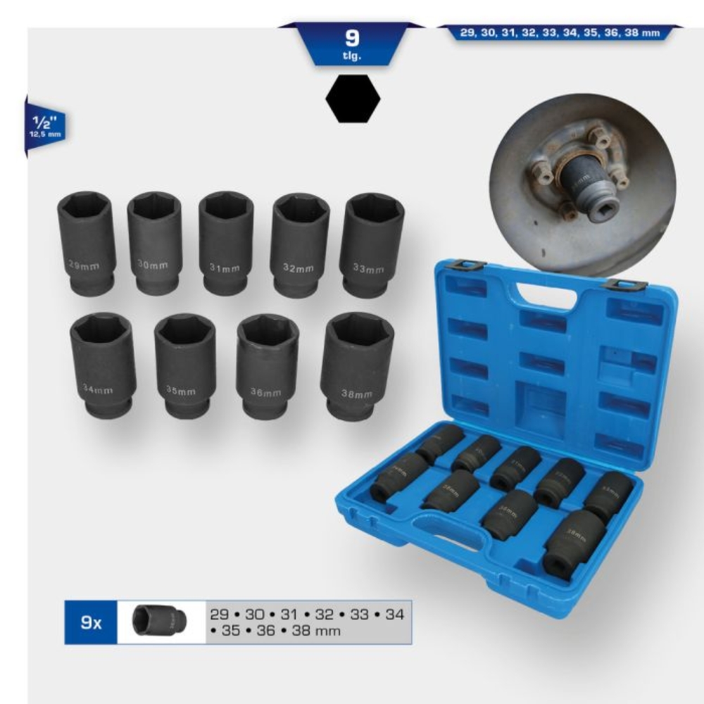 Jeu de douilles pour cardans 9 pcs BRILLIANT TOOLS - KS TOOLS - BT671000