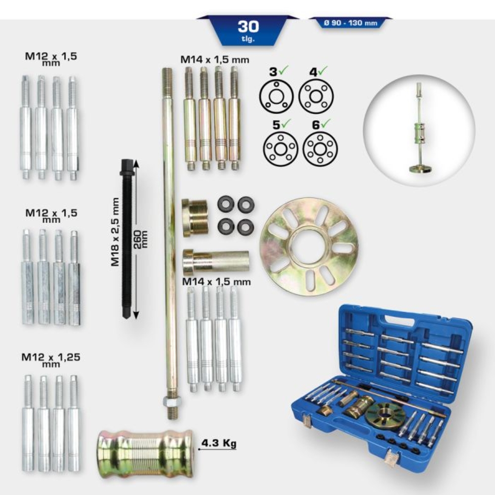 Kit d'extracteur de moyeux avec masse à inertie 30 pcs BRILLIANT TOOLS - KS TOOLS - BT671100
