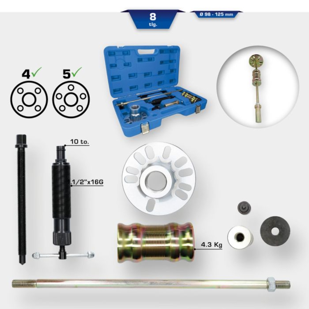Kit d’extracteur de moyeux hydraulique 8 pcs BRILLIANT TOOLS - KS TOOLS - BT671200