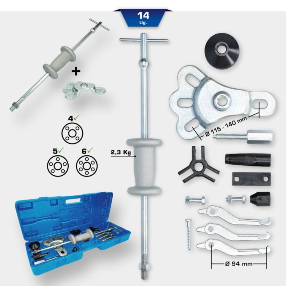 Extracteur de moyeux avec masse à inertie forgé 14 pcs BRILLIANT TOOLS - KS TOOLS - BT671300