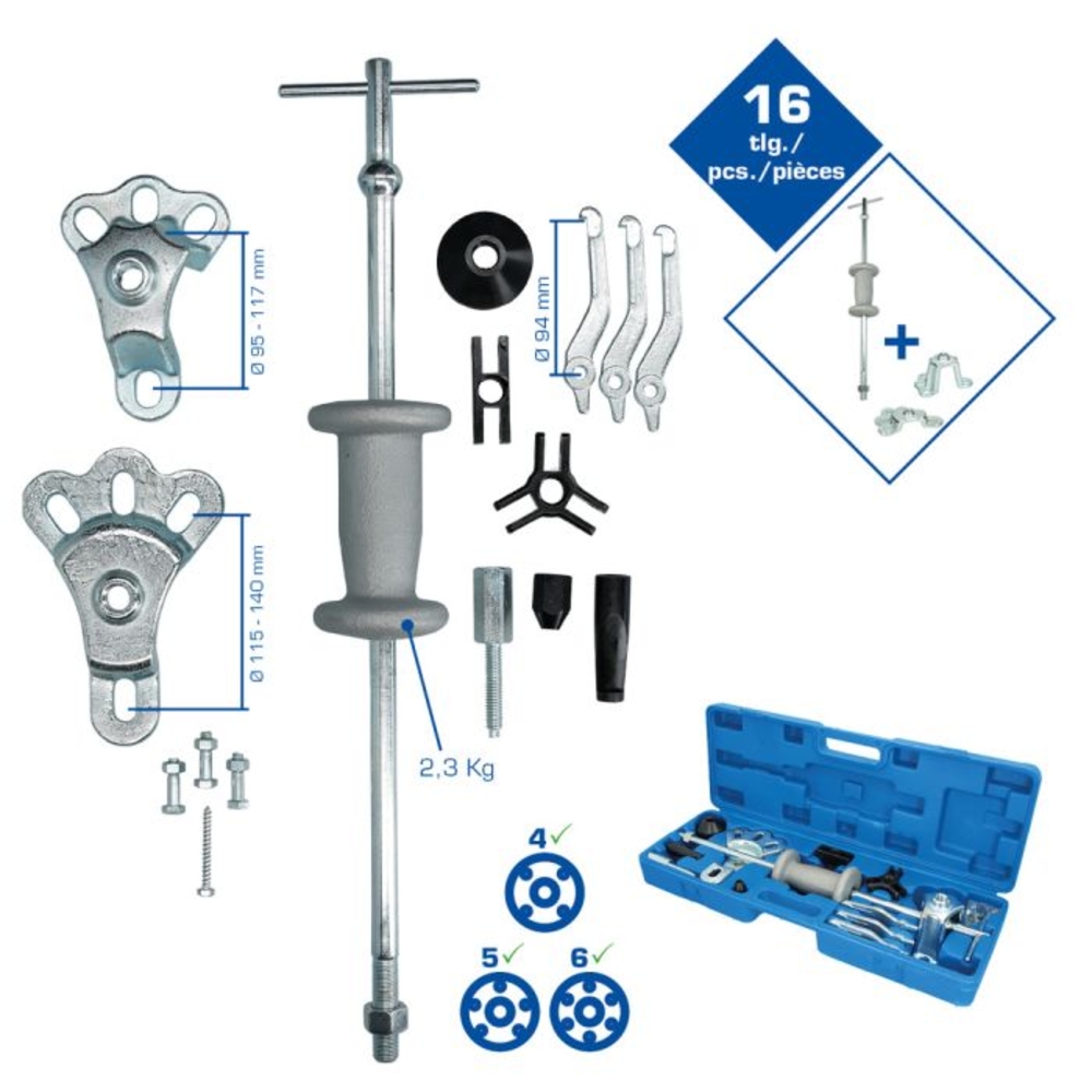 Extracteur de moyeux avec masse à inertie forgé 16 pcs BRILLIANT TOOLS - KS TOOLS - BT671350