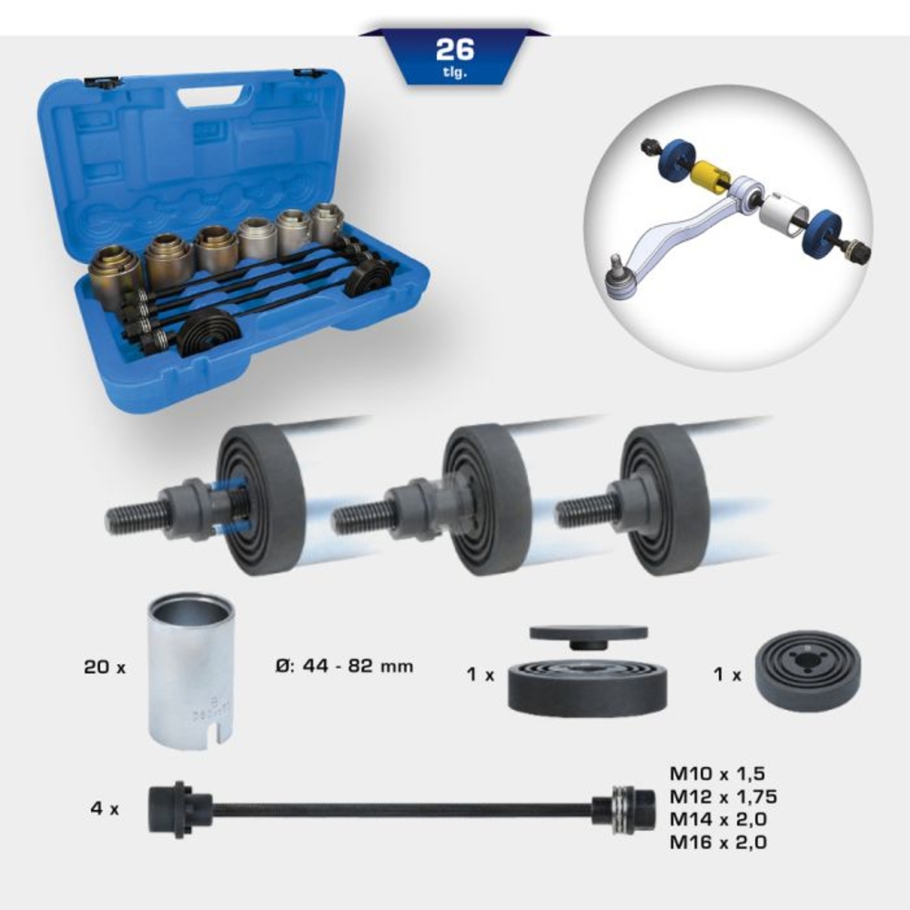 Coffret de douilles d'extraction et de montage avec 4 tiges 26 pcs BRILLIANT TOOLS - KS TOOLS - BT672450