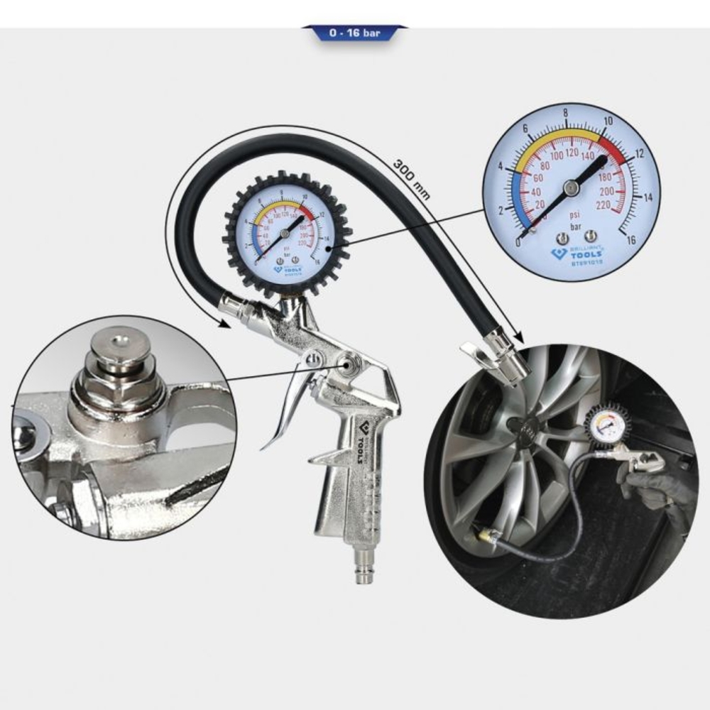 Gonfleur d'air 0-16 bar BRILLIANT TOOLS - KS TOOLS - BT691019