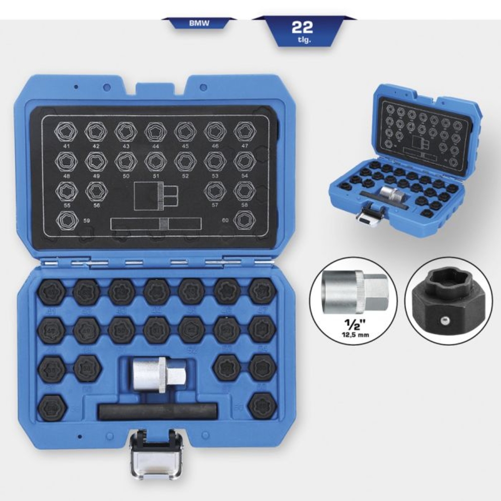 Coffret d'assortiment de douilles pour écrous antivols pour BMW 22 pcs BRILLIANT TOOLS - KS TOOLS - BT691050