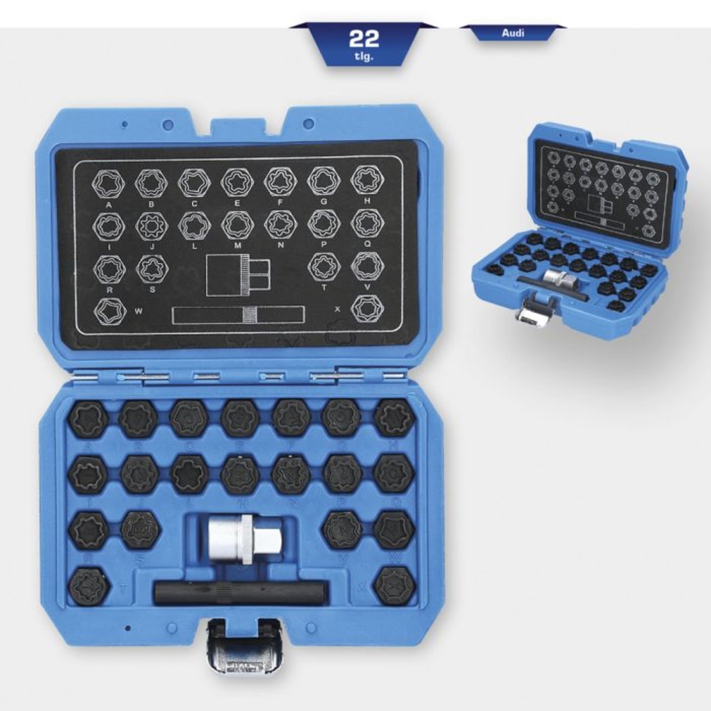 Coffret de démontage d'écrous antivols pour Audi 22 pcs BRILLIANT TOOLS - KS TOOLS - BT691360