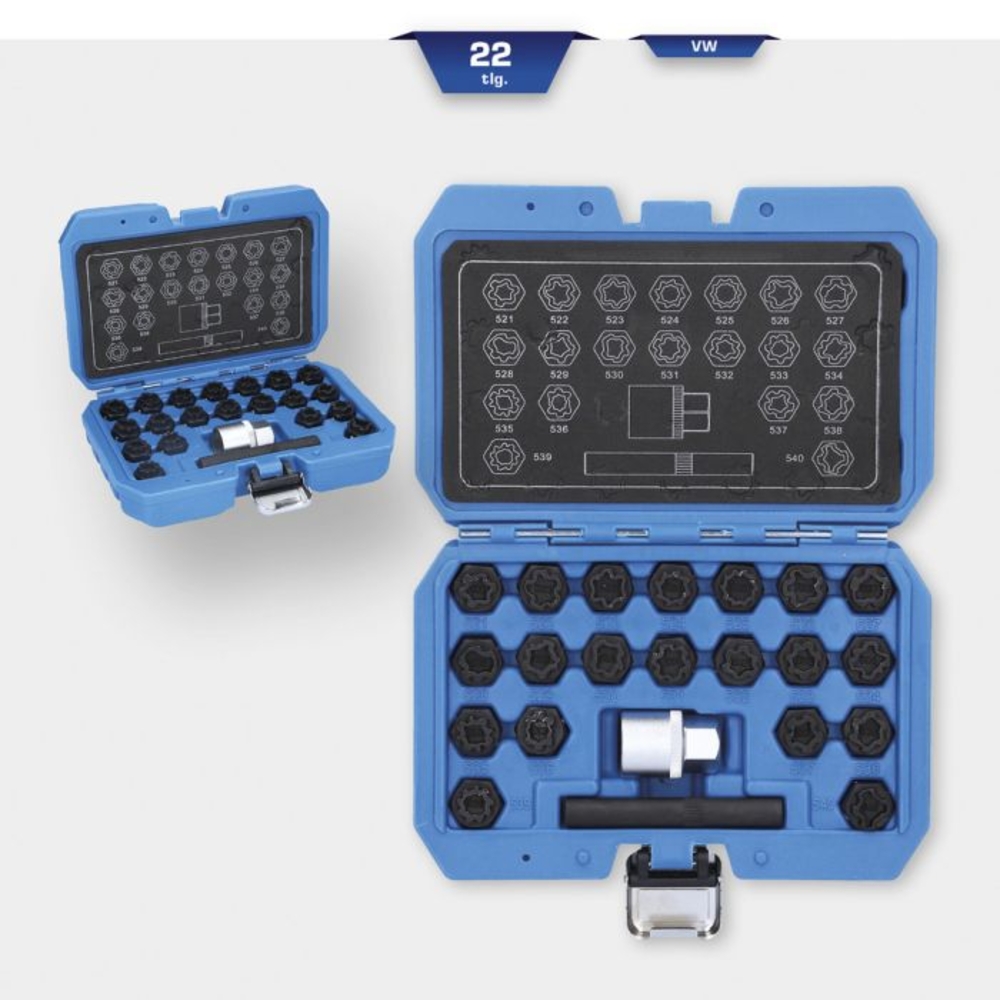 Coffret de démontage d'écrous antivols pour VW 22 pcs BRILLIANT TOOLS - KS TOOLS - BT691390