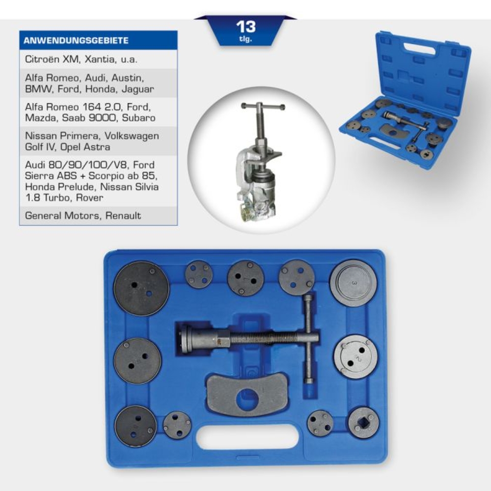 Coffret de repousse-piston de frein universel 14 pcs BRILLIANT TOOLS - KS TOOLS - BT701000