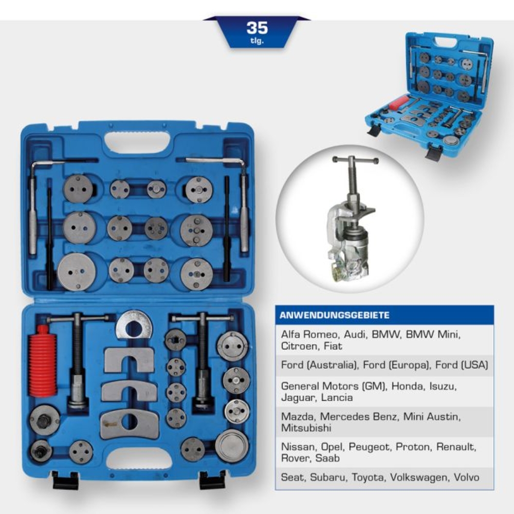 Coffret de repousse-piston de frein universel 35 pcs BRILLIANT TOOLS - KS TOOLS - BT701050