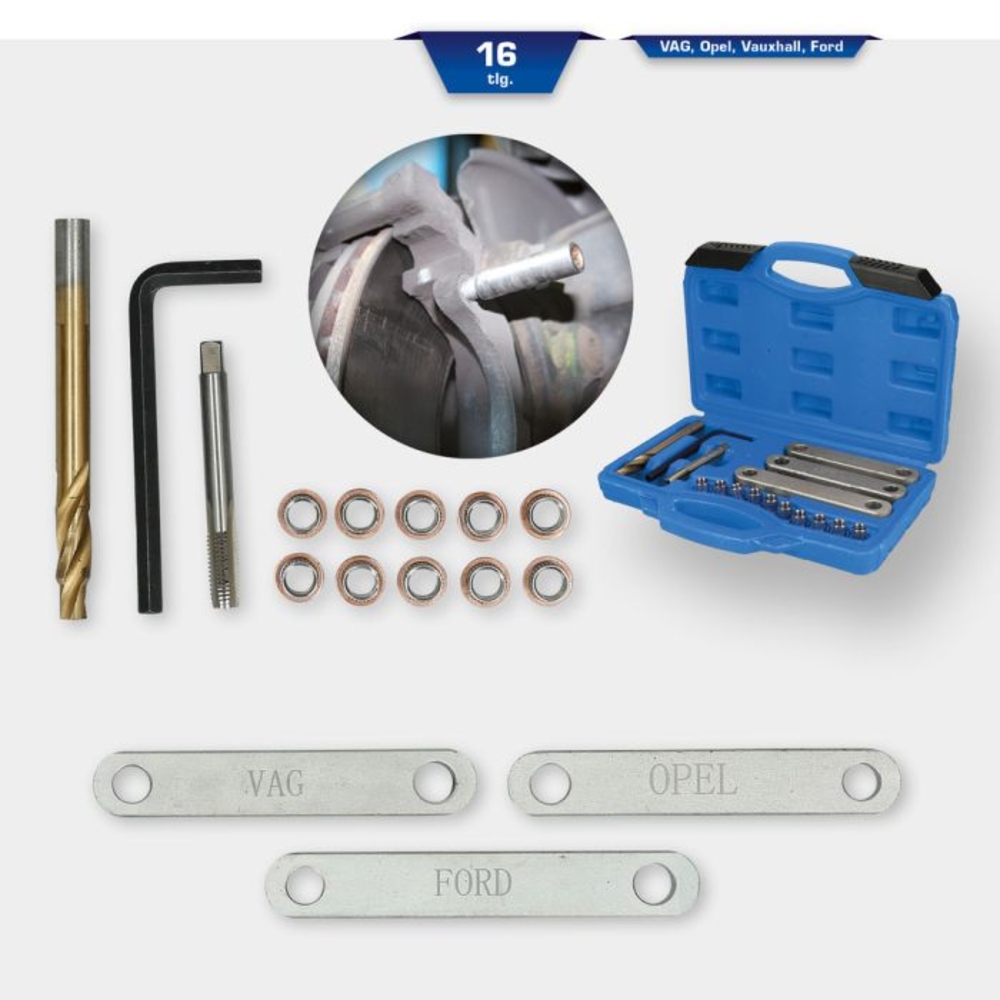 Coffret de réparation pour filetage de frein M9 x 1,25, 16 pcs BRILLIANT TOOLS - KS TOOLS - BT701100