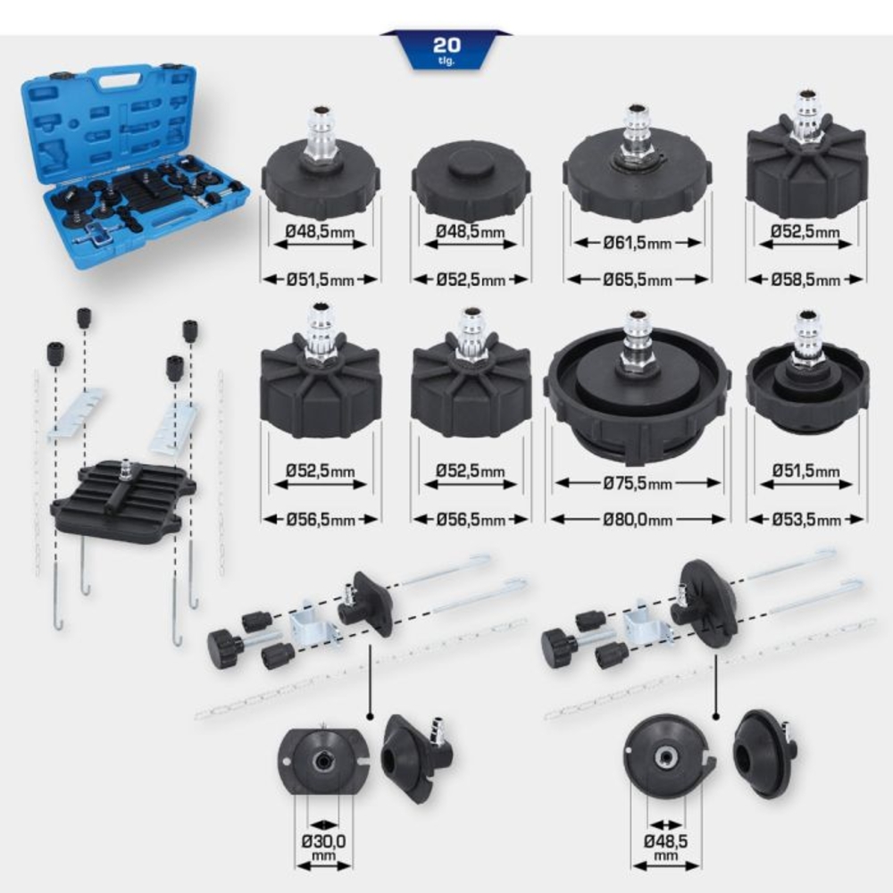 Jeu d'adaptateurs universels pour purgeur de frein 20 pcs BRILLIANT TOOLS - KS TOOLS - BT701220