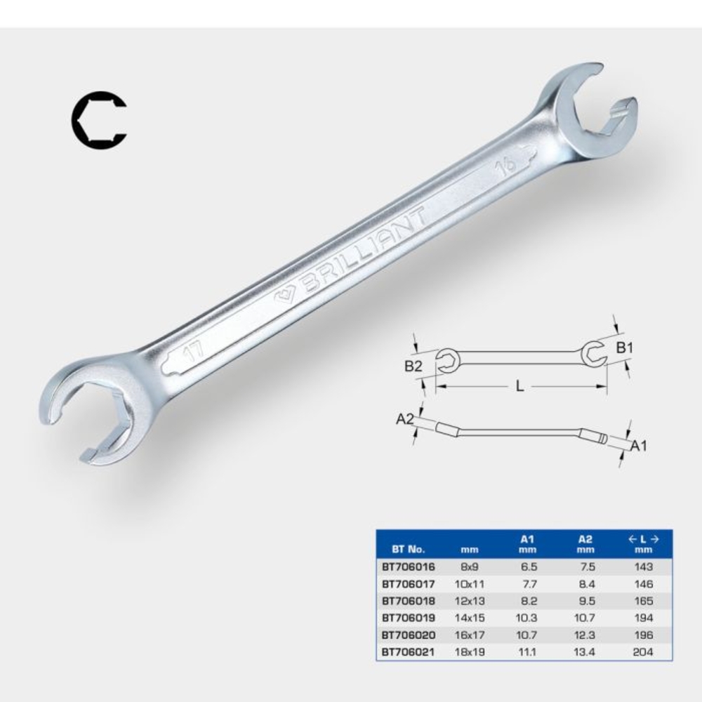 Clé à tuyauter 12 x 13mm BRILLIANT TOOLS - KS TOOLS - BT706018