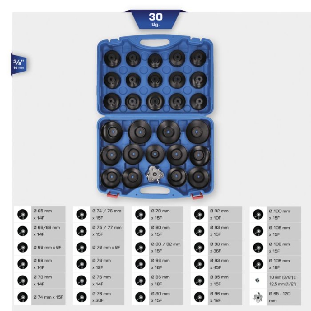 Coffret de cloches pour filtre à huile 30 pcs BRILLIANT TOOLS - KS TOOLS - BT711050