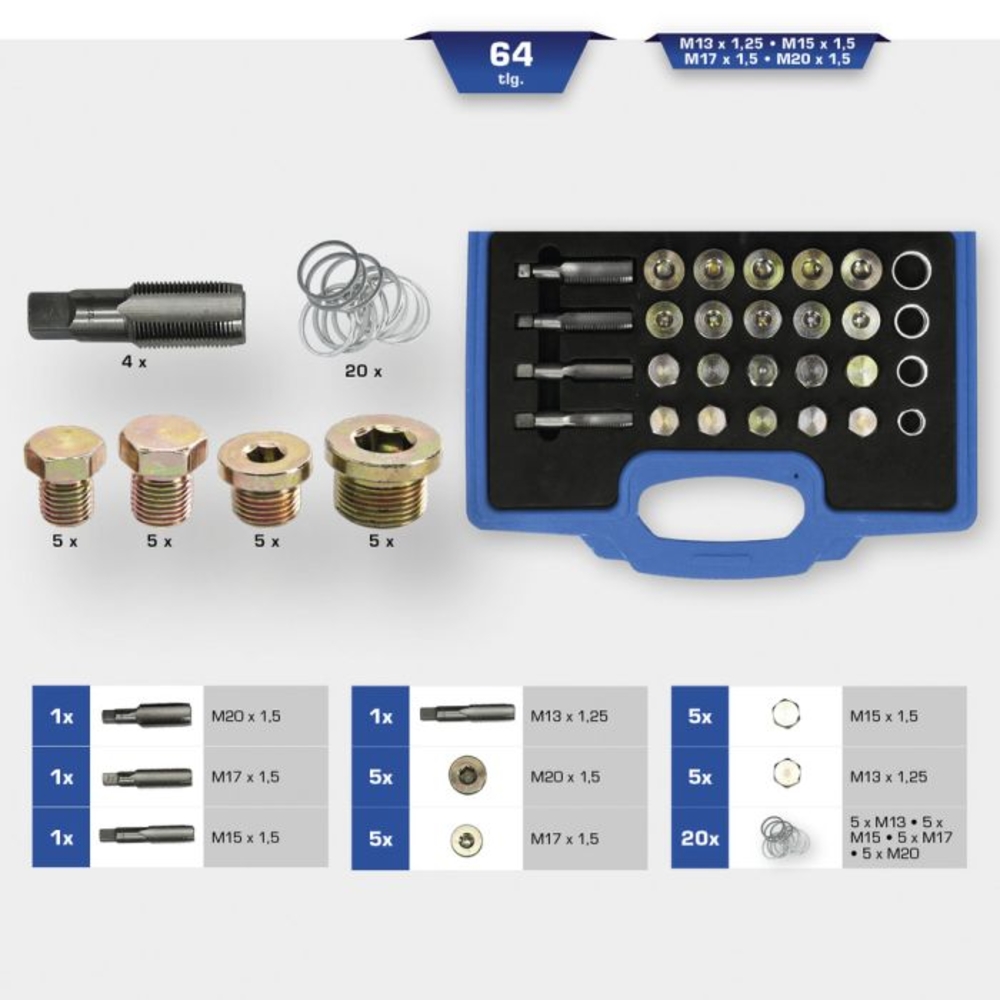 Coffret de réparation pour vis de carter d’huile 64 pcs BRILLIANT TOOLS - KS TOOLS - BT711250