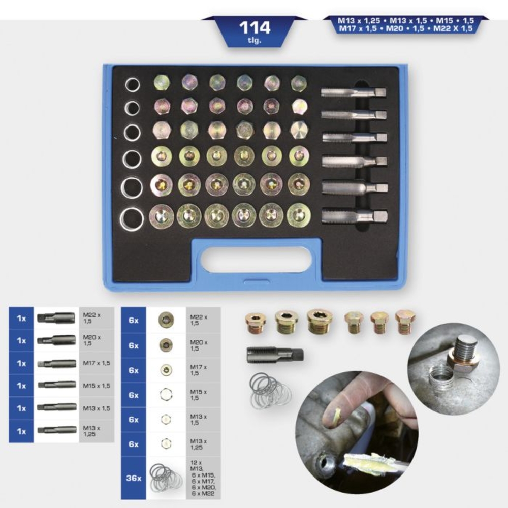 Coffret de réparation pour vis de carter d’huile 114 pcs BRILLIANT TOOLS - KS TOOLS - BT711300