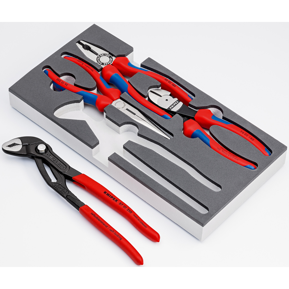Jeu 4 pinces essentielles plateau mousse KNIPEX - 00 20 01 V15