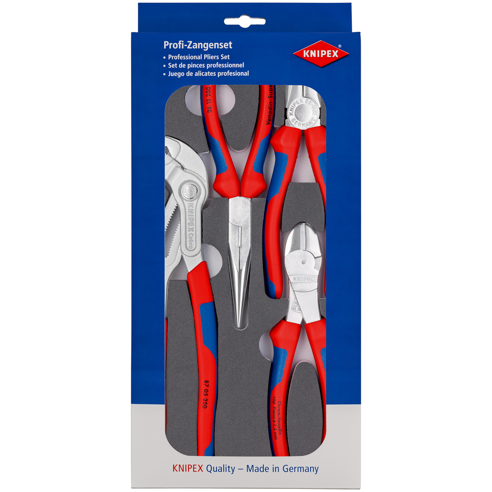 Jeu 4 pinces chromees en plateau mousse KNIPEX - 00 20 01 V17