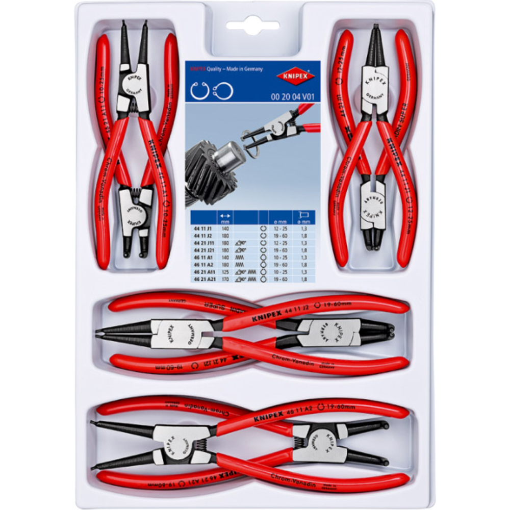 Jeu de 8 pinces pour circlips KNIPEX - 00 20 04 V01