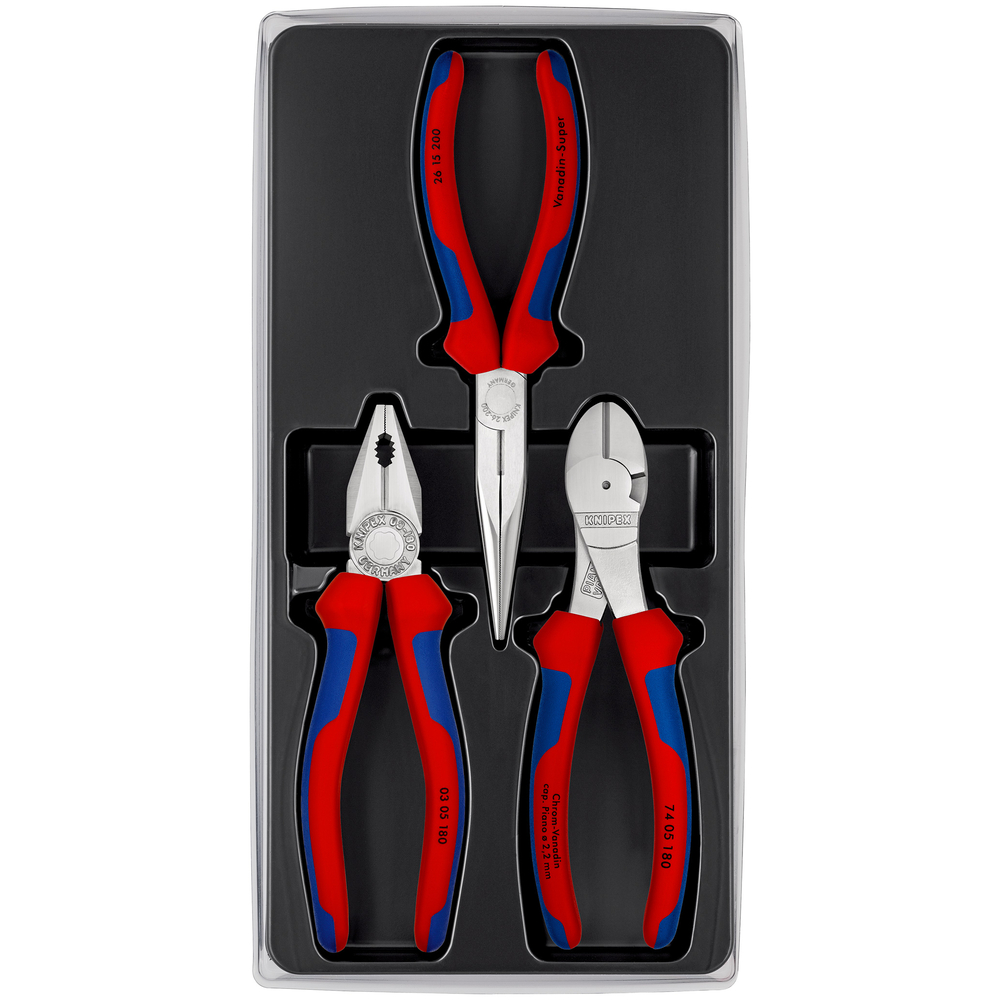 Jeu de 3 pinces chromees 'essentielles' KNIPEX - 00 20 11 V01