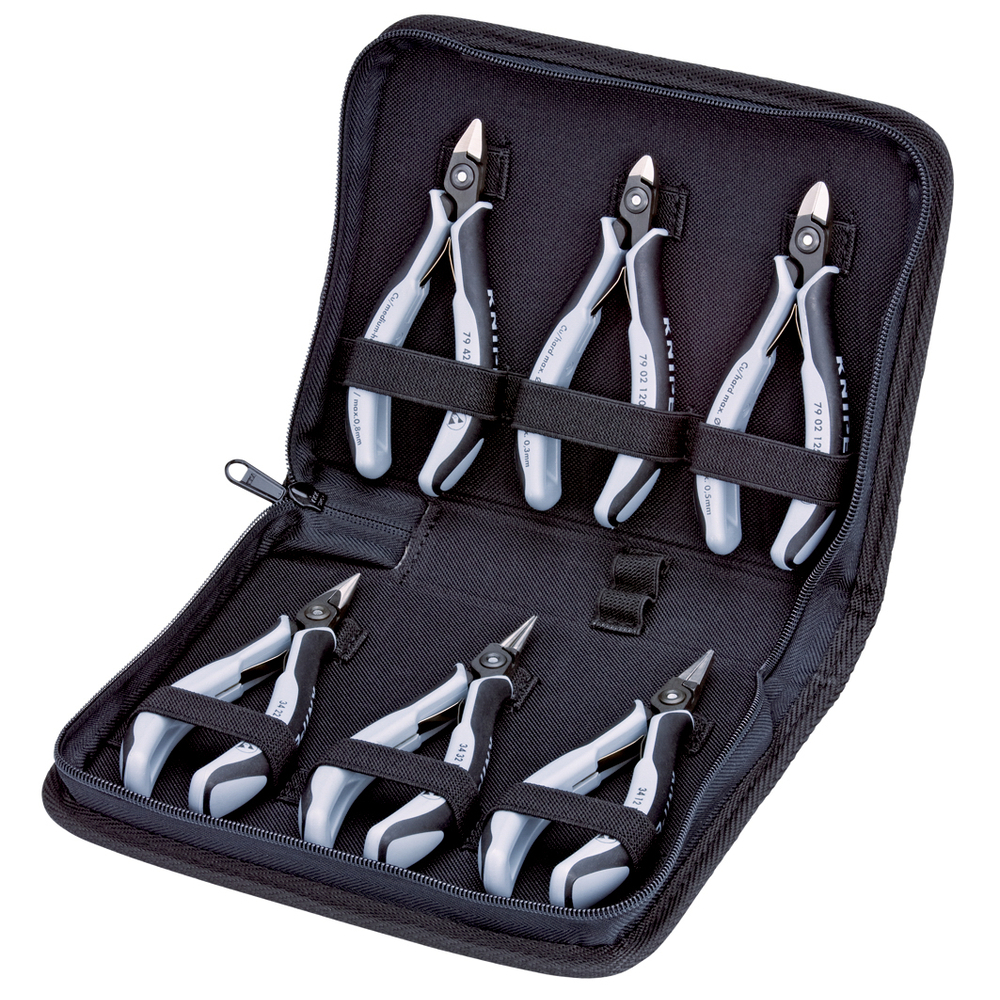 Trousse composée d'un lot de 6 pinces - Gainage bi-matière - ESD KNIPEX - 002016PESD