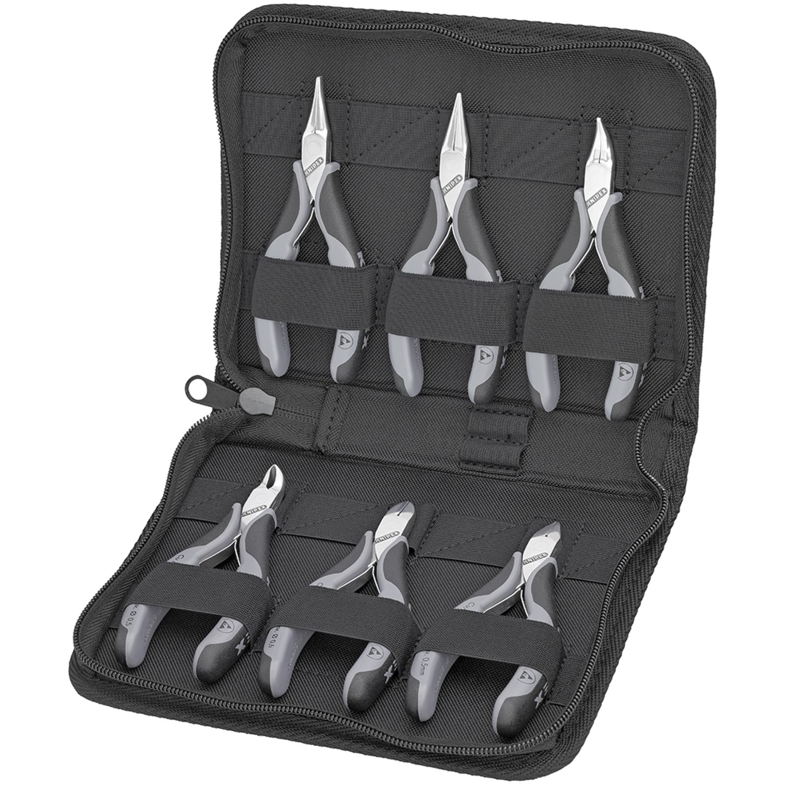 Trousse composée d'un jeu de 6 pinces pour l'électronique - Bi-matière - ESD KNIPEX - 002017