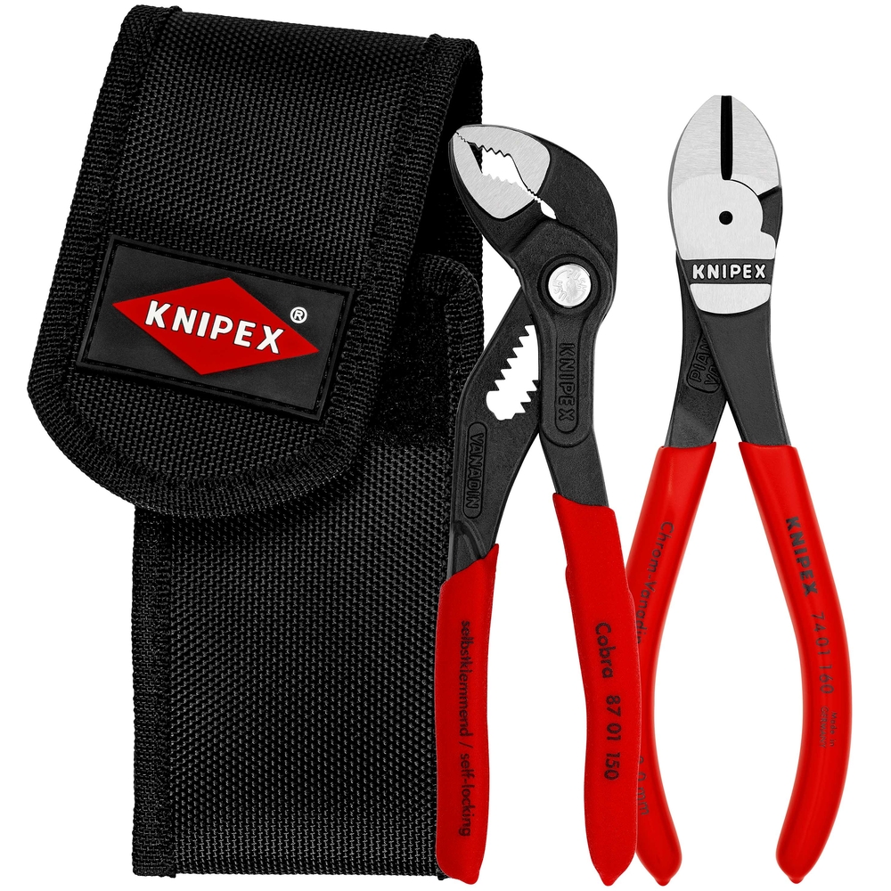 Mini-lot de 2 pinces en pochette ceinture, Cobra® 150mm et Pince coupante 140mm KNIPEX - 002072V02