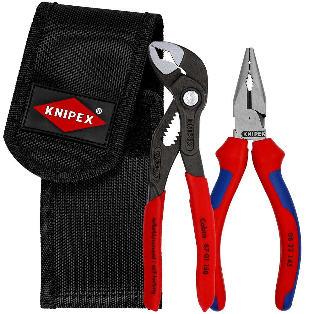 Mini-lot de 2 pinces en pochette ceinture Cobra 150mm / Pince universelle 145mm KNIPEX - 002072V06
