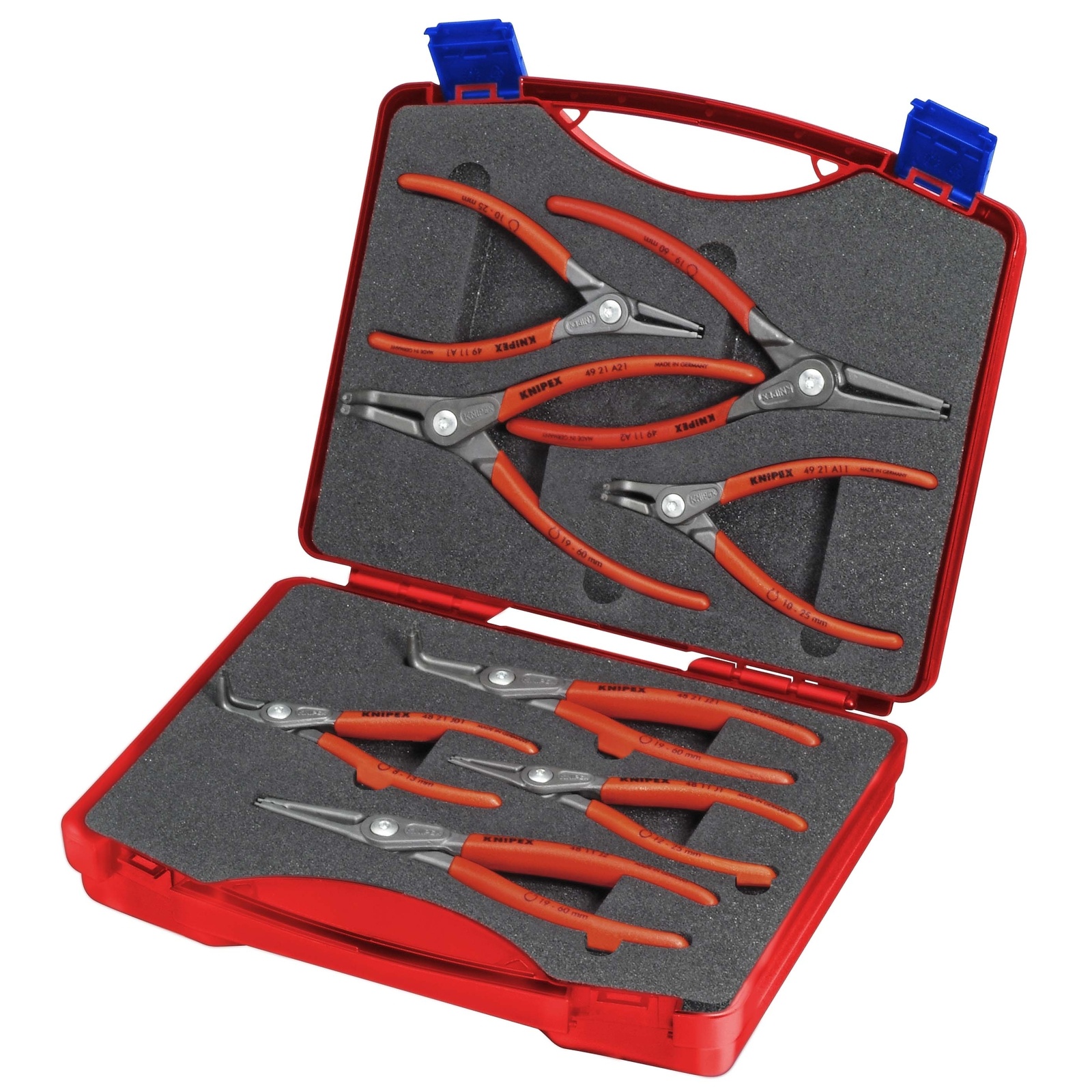 Coffret compact avec 8 pinces circlips Modèle 48 / 49 avec mousse KNIPEX - 002125