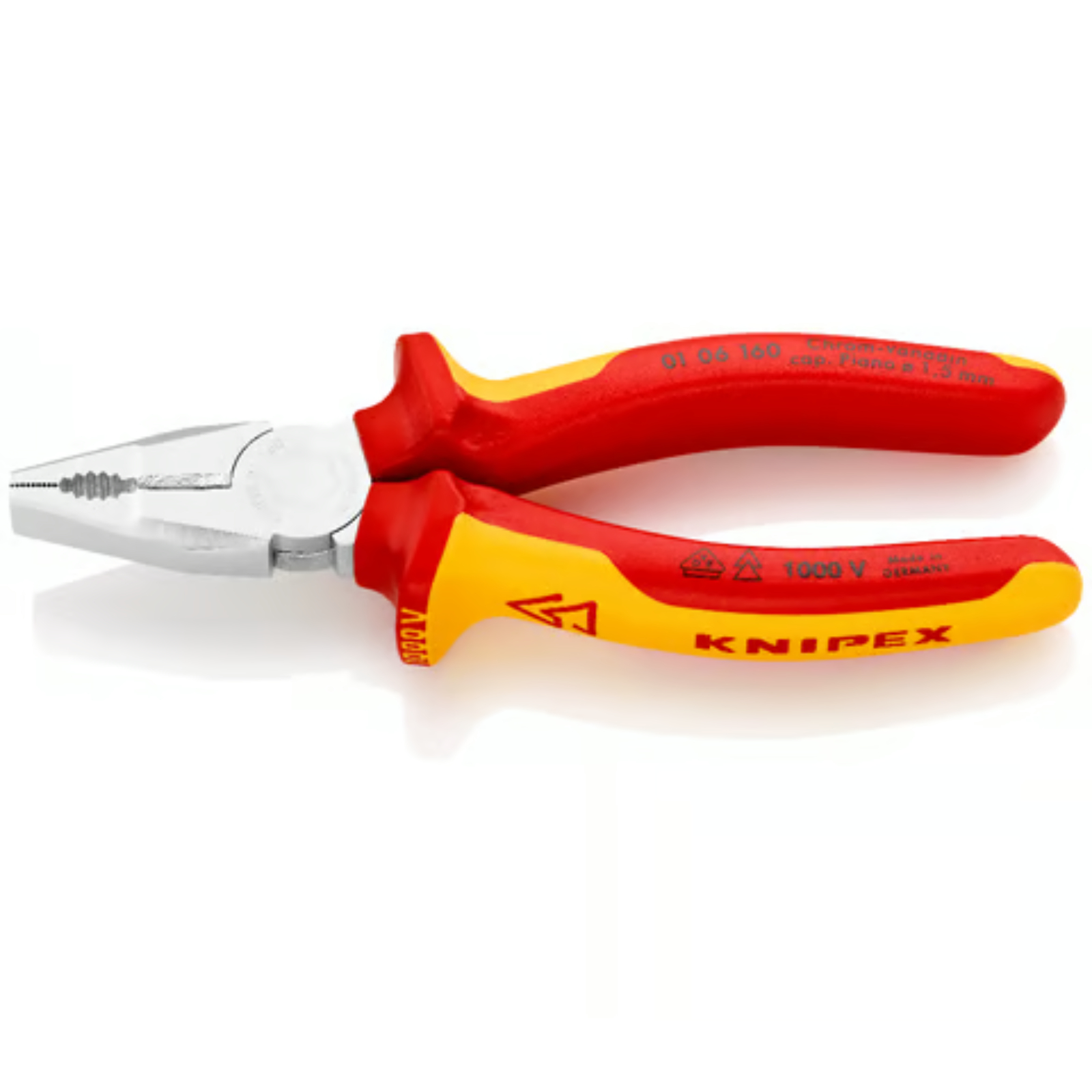 Pince universelle 160mm avec tranchant - Bi-matière - Chromée - Isolée 1000V KNIPEX - 0106160