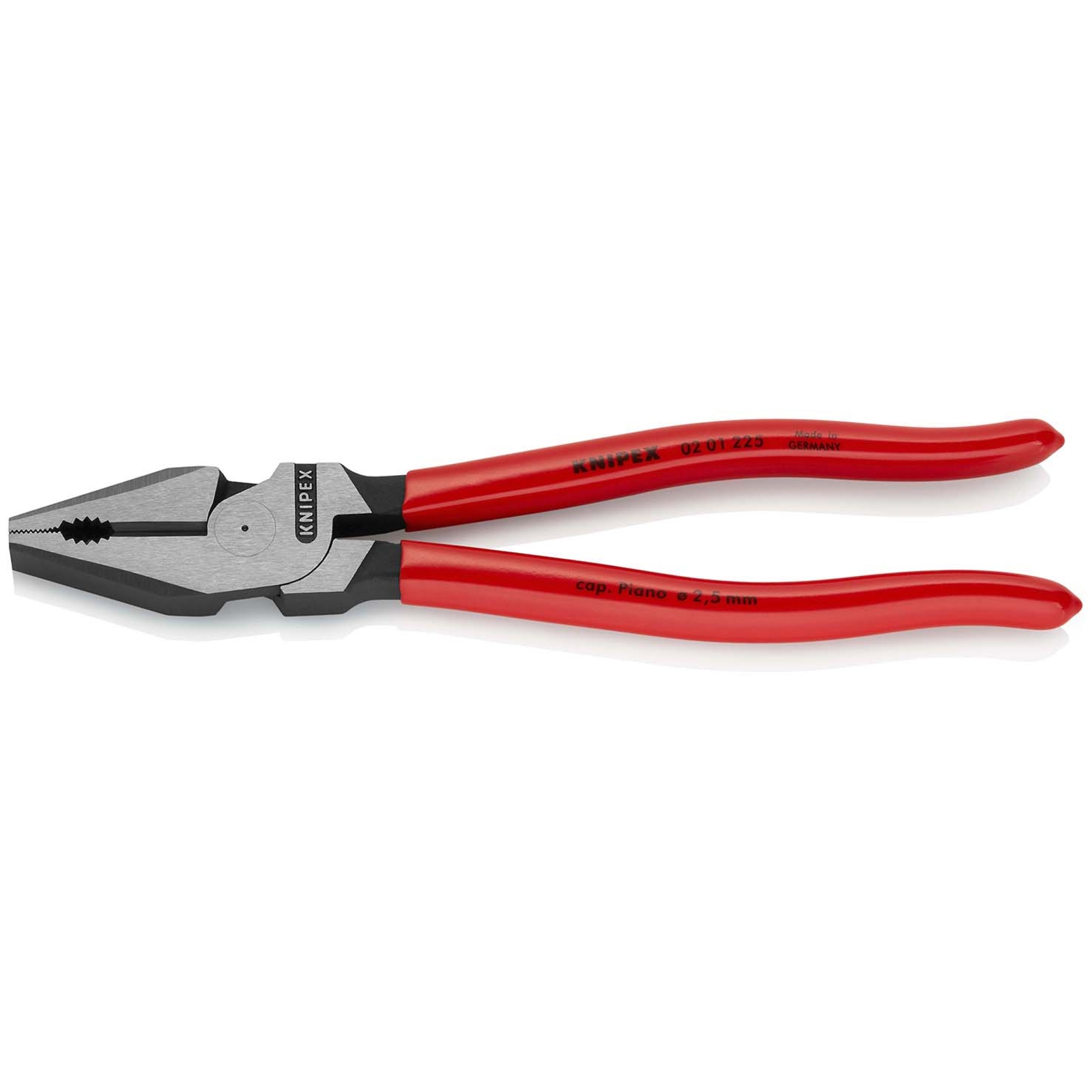 Pince universelle à forte démultiplication 225mm - Gainage PVC - Sur carte KNIPEX - 0201225SB