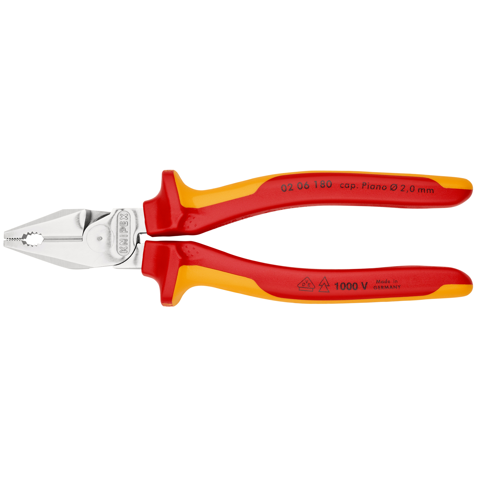 Pince universelle à forte démultiplication 180mm - Bi-matière - Chromée - 1000V KNIPEX - 0206180