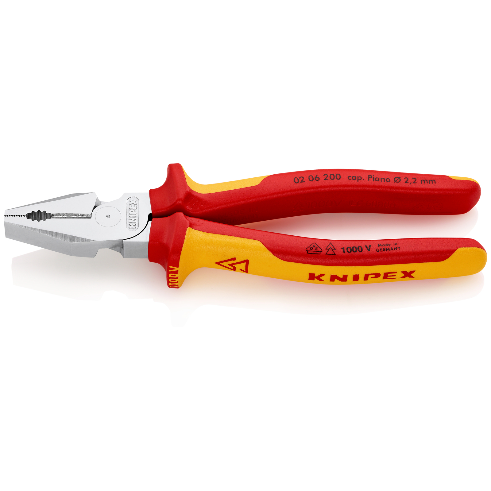 Pince universelle à forte démultiplication 200mm - Bi-matière Chromée 1000V - SC KNIPEX - 0206200SB