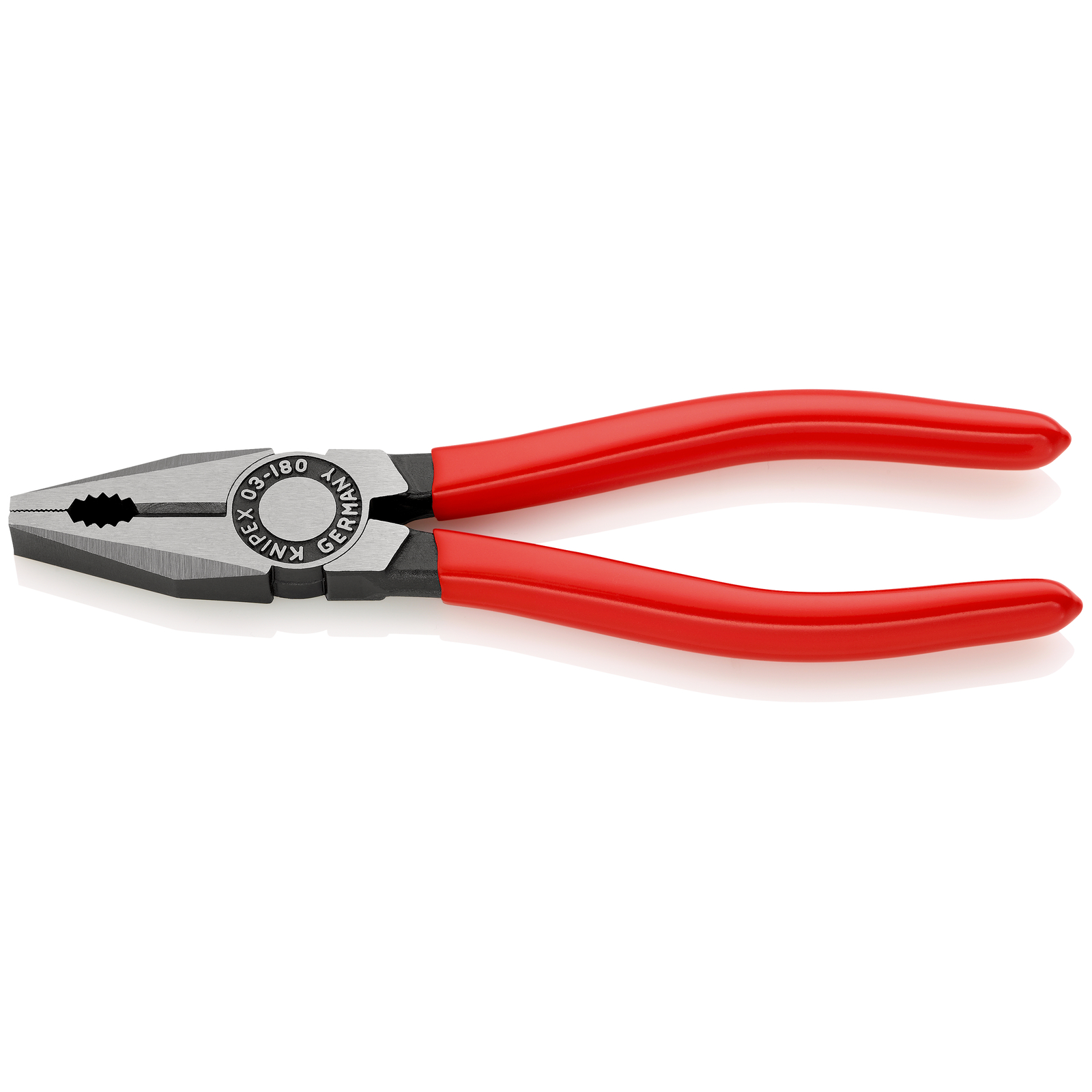 Pince universelle 180mm avec tranchant - Gainage PVC - Tête polie - Sur carte KNIPEX - 0301180SB