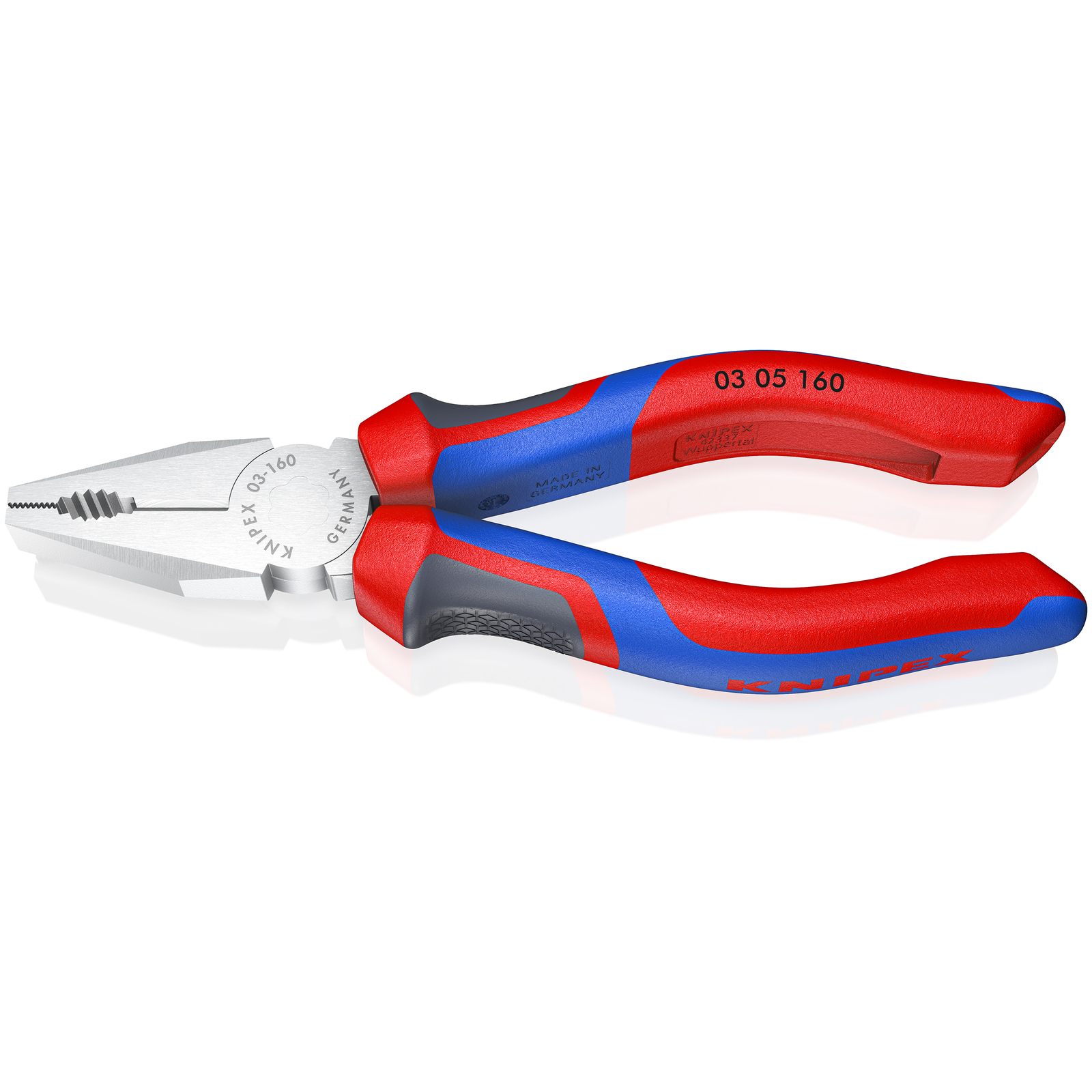 Pince universelle 160mm avec tranchant - Bi-matière - Chromée KNIPEX - 0305160