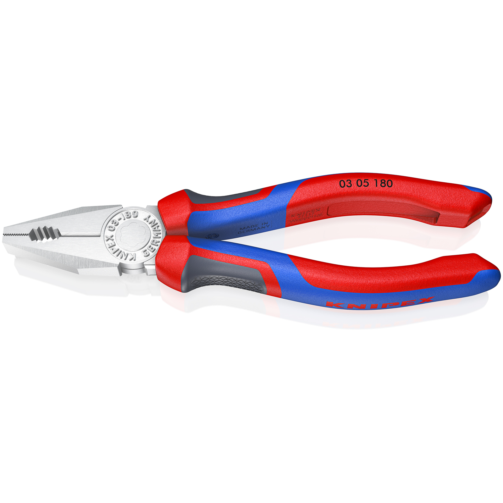 Pince universelle 180mm avec tranchant - Tri-matière - Chromée KNIPEX - 0305180